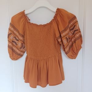 {BaeVely} Boho Smocked Top